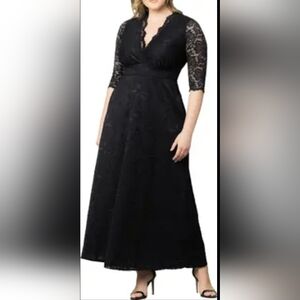 Kiyonna Plus Size Maria Onyx Black Lace Evening Gown Size 4X